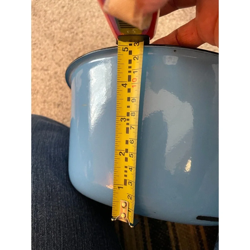enamel popcorn pan blue Vtg